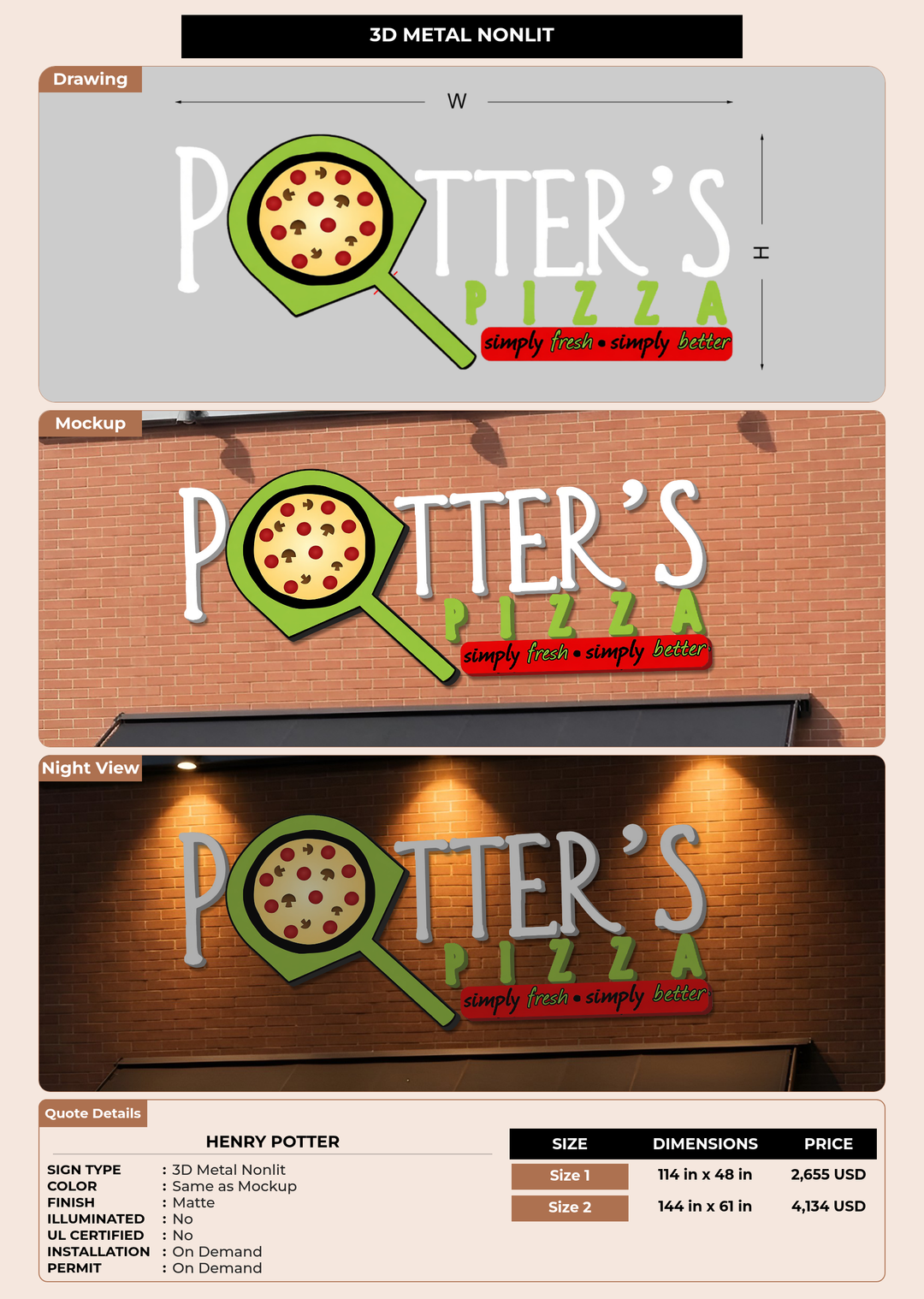 CUSTOM MOCKUP SIGN FOR Henry Potter