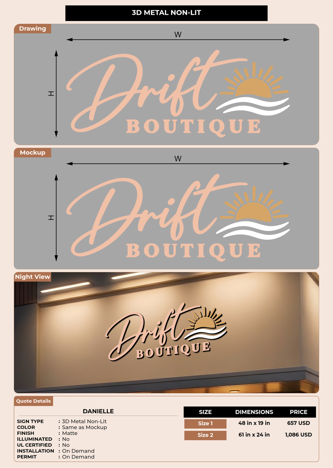 CUSTOM MOCKUP SIGN FOR Danielle