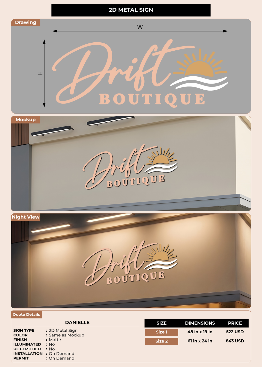 CUSTOM MOCKUP SIGN FOR Danielle