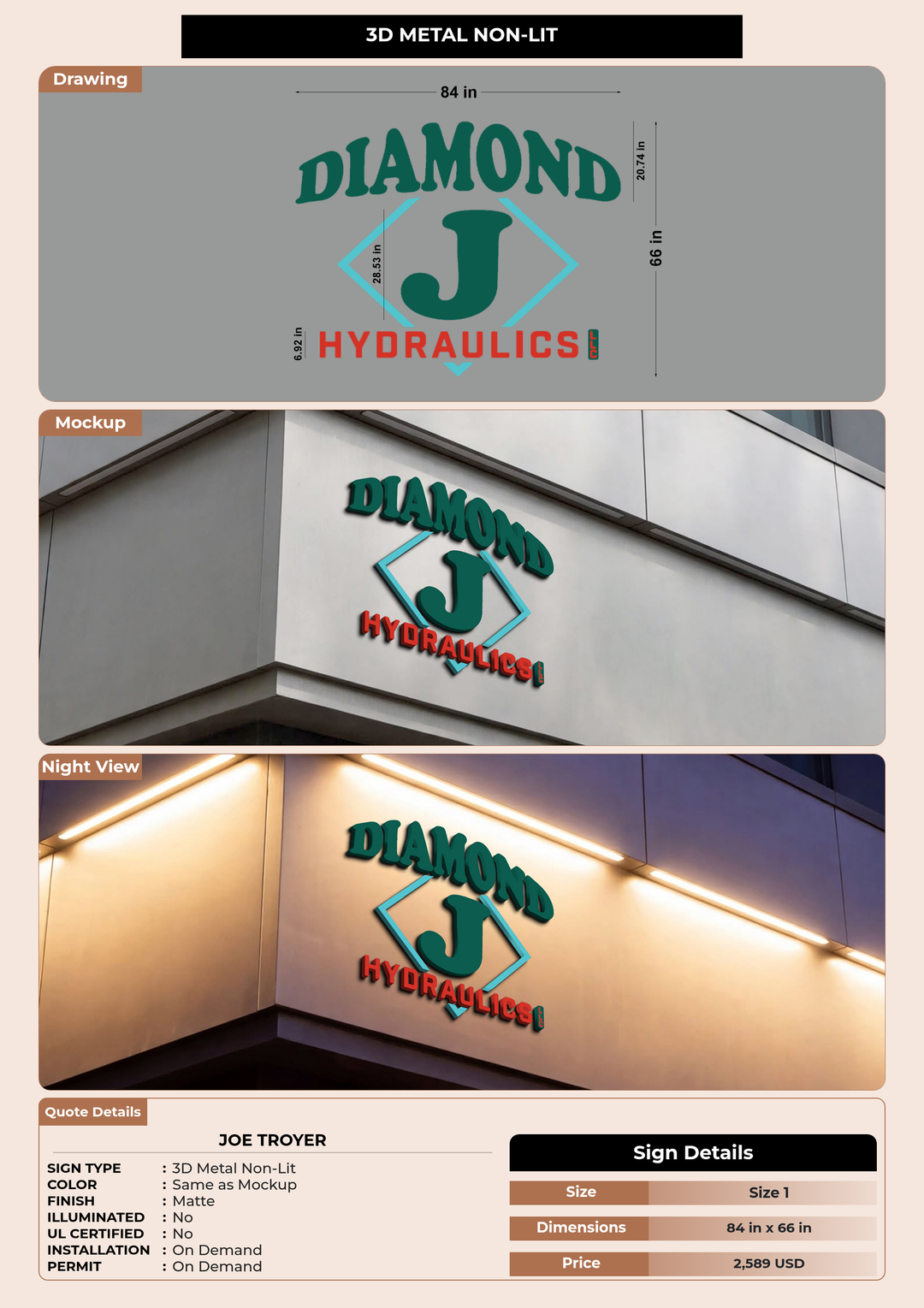 CUSTOM MOCKUP SIGN FOR Joe Troyer
