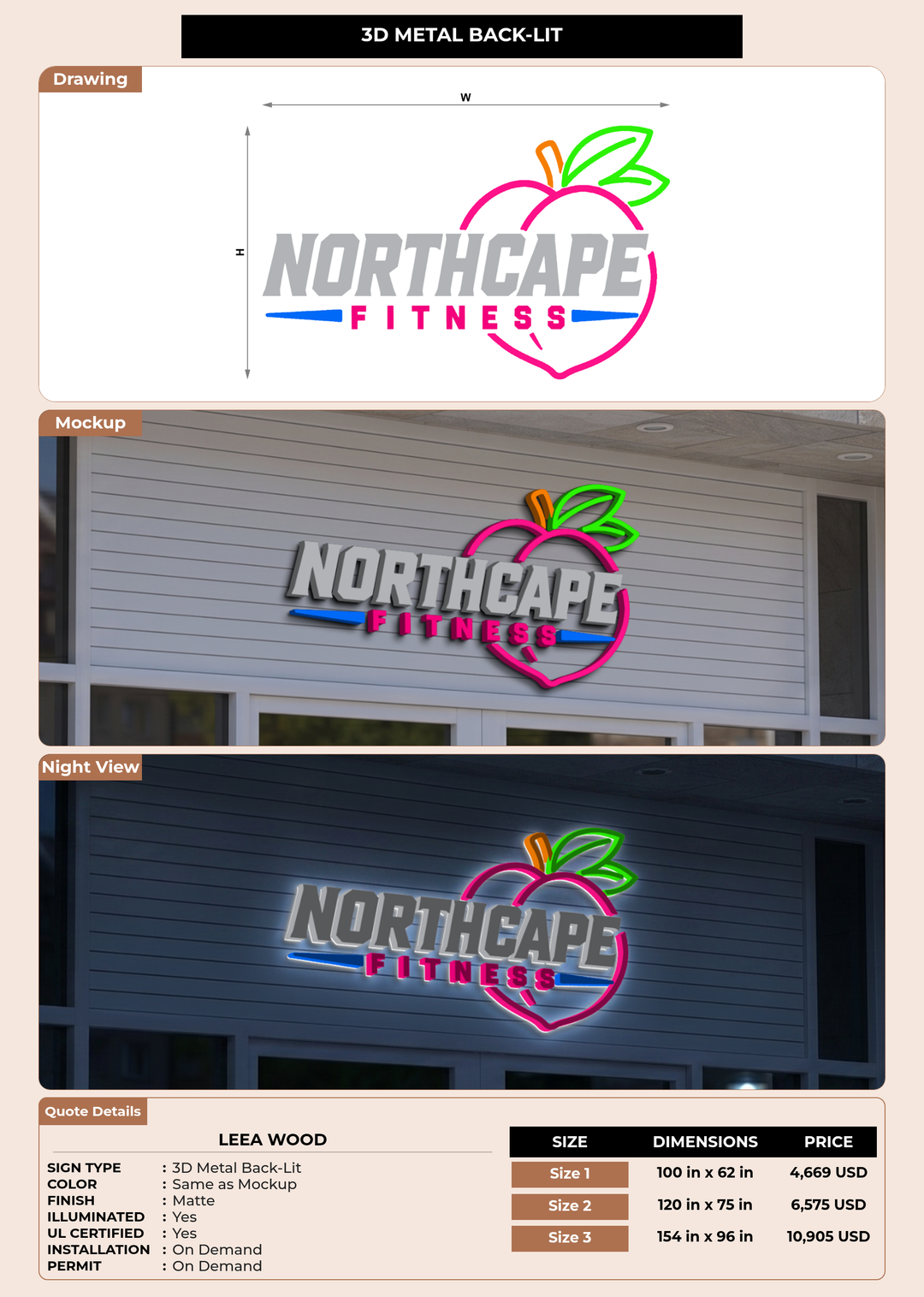 CUSTOM MOCKUP SIGN FOR Leea Wood