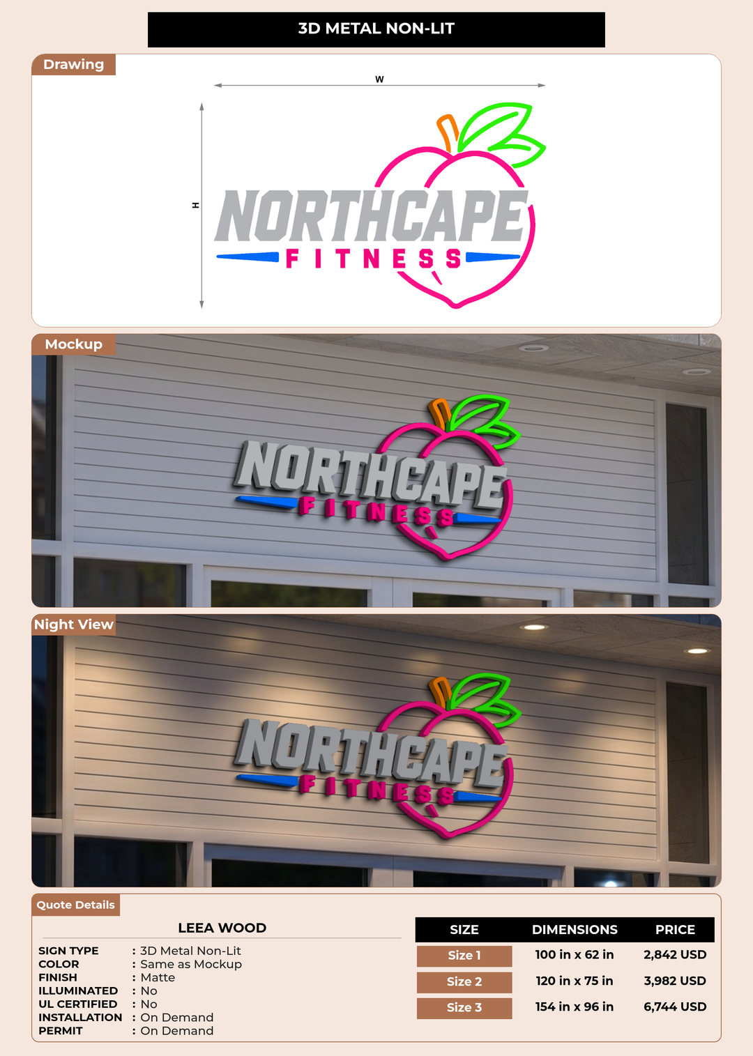 CUSTOM MOCKUP SIGN FOR Leea Wood