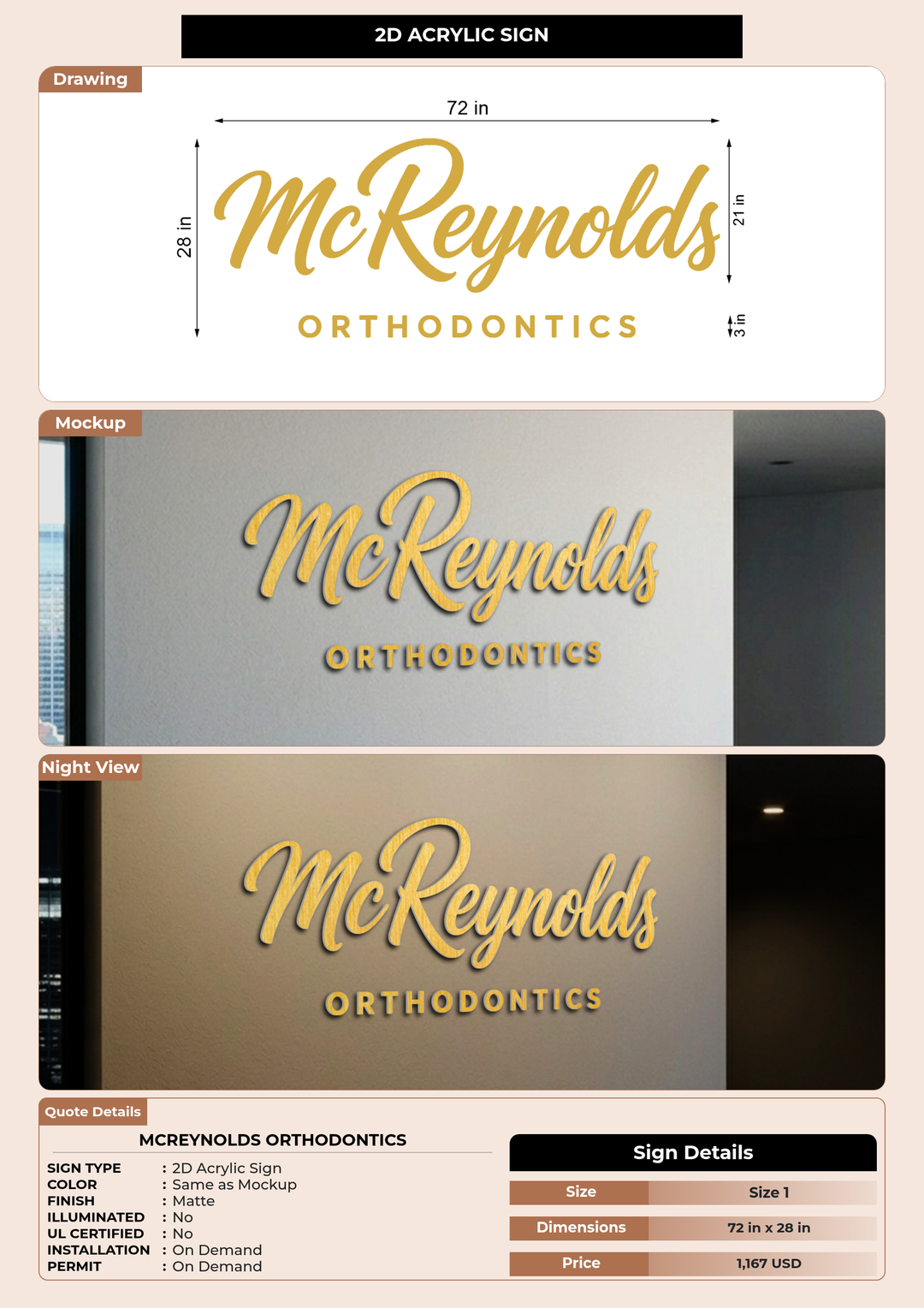 CUSTOM MOCKUP SIGN FOR McReynolds Orthodontics