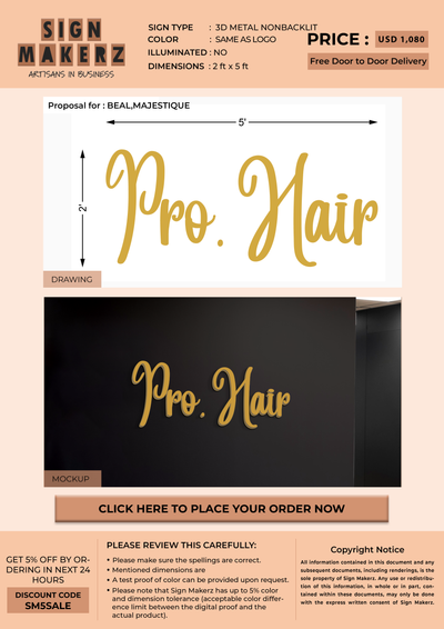 3D Metal Non-Backlit Sign For BEAL,MAJESTIQUE