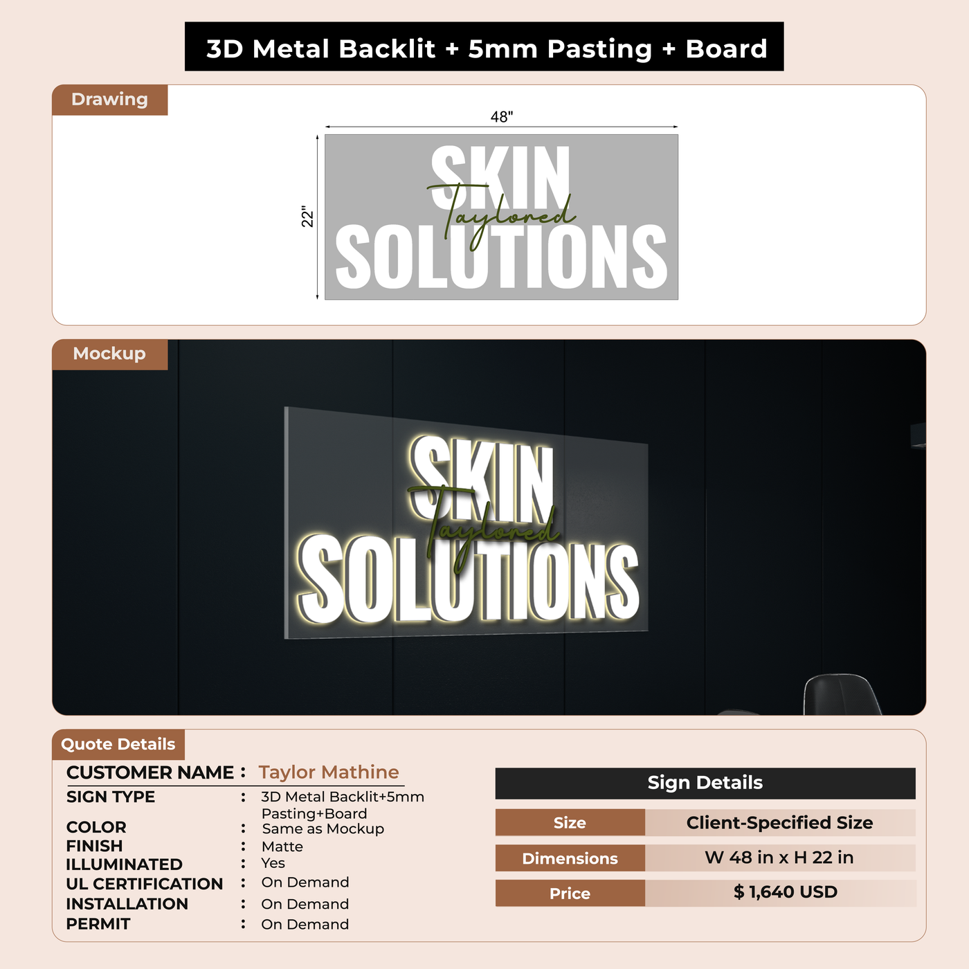 CUSTOM MOCKUP SIGN FOR Taylor Mathine