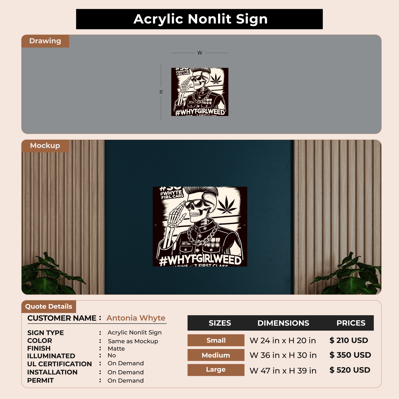 Custom Signs for Antonia Whyte
