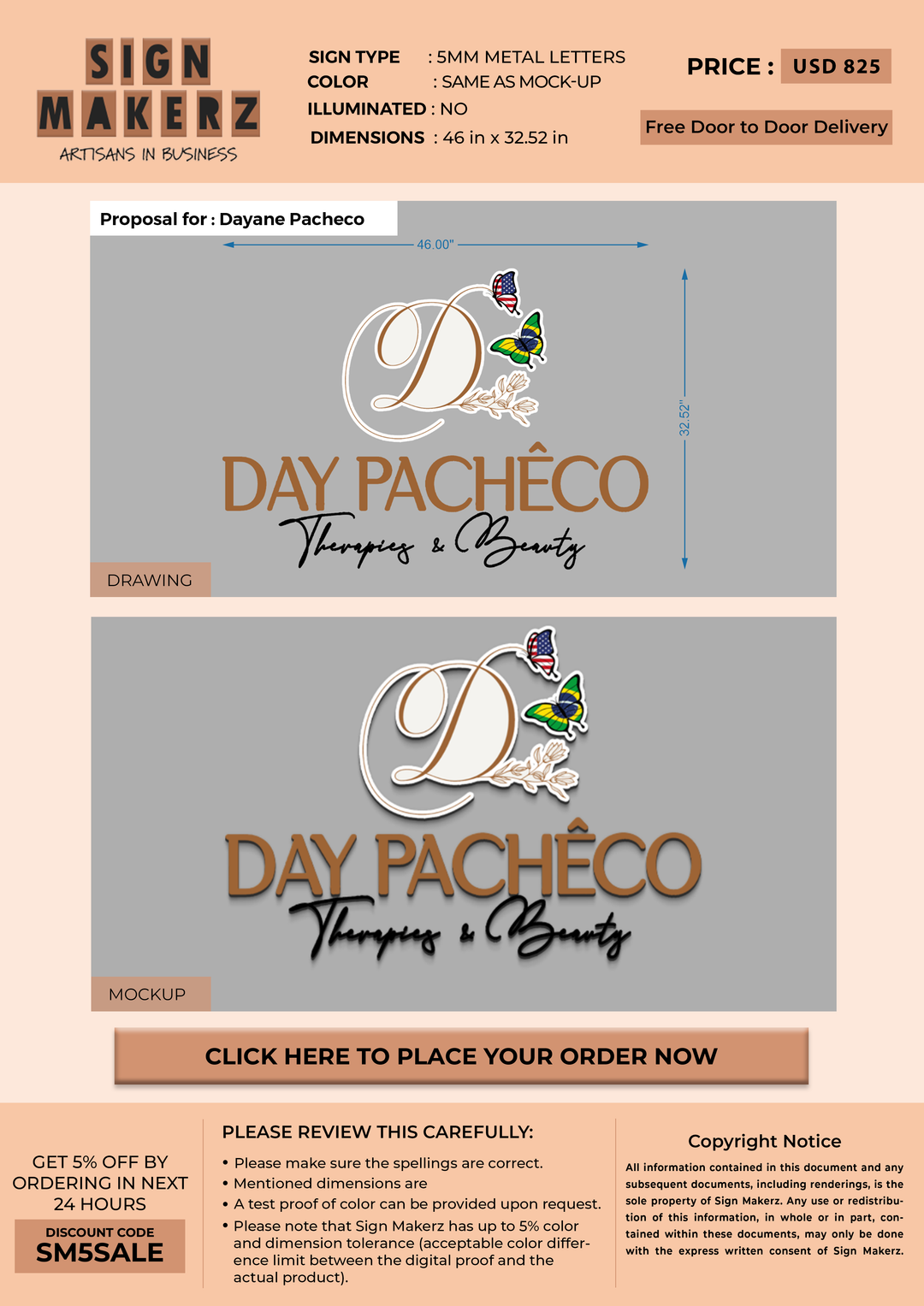 Business signage for Dayane Pacheco