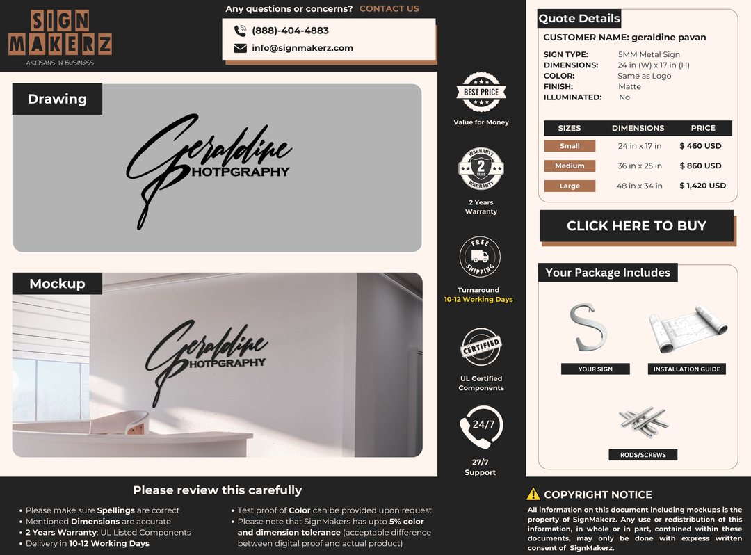 5MM Metal Sign For geraldine pavan