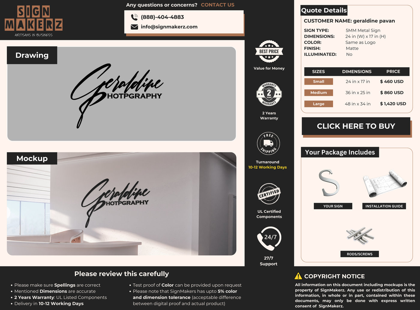 5MM Metal Sign For geraldine pavan
