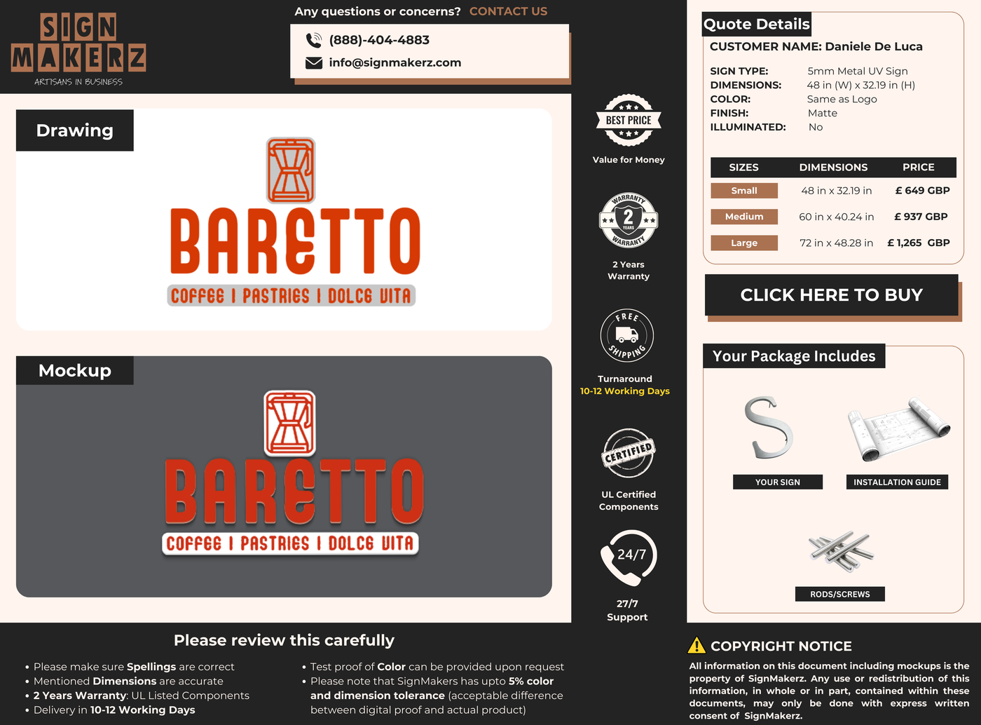 Custom Signs for Daniele De Luca