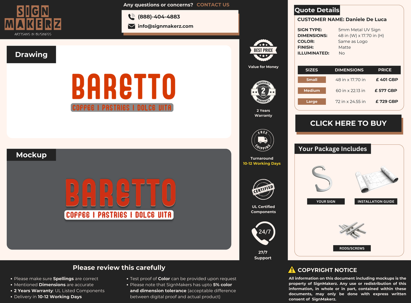 Custom Signs for Daniele De Luca