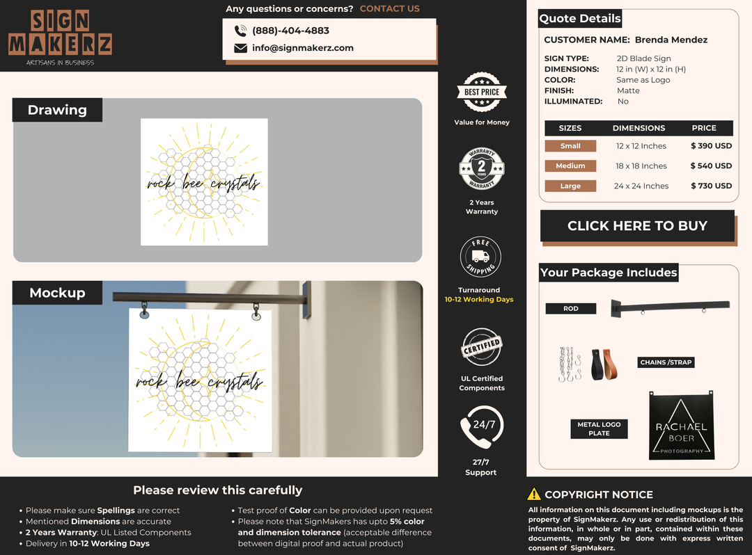 2d blade sign for Brenda Mendez