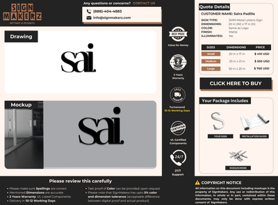 Custom Signs for Saira Padilla