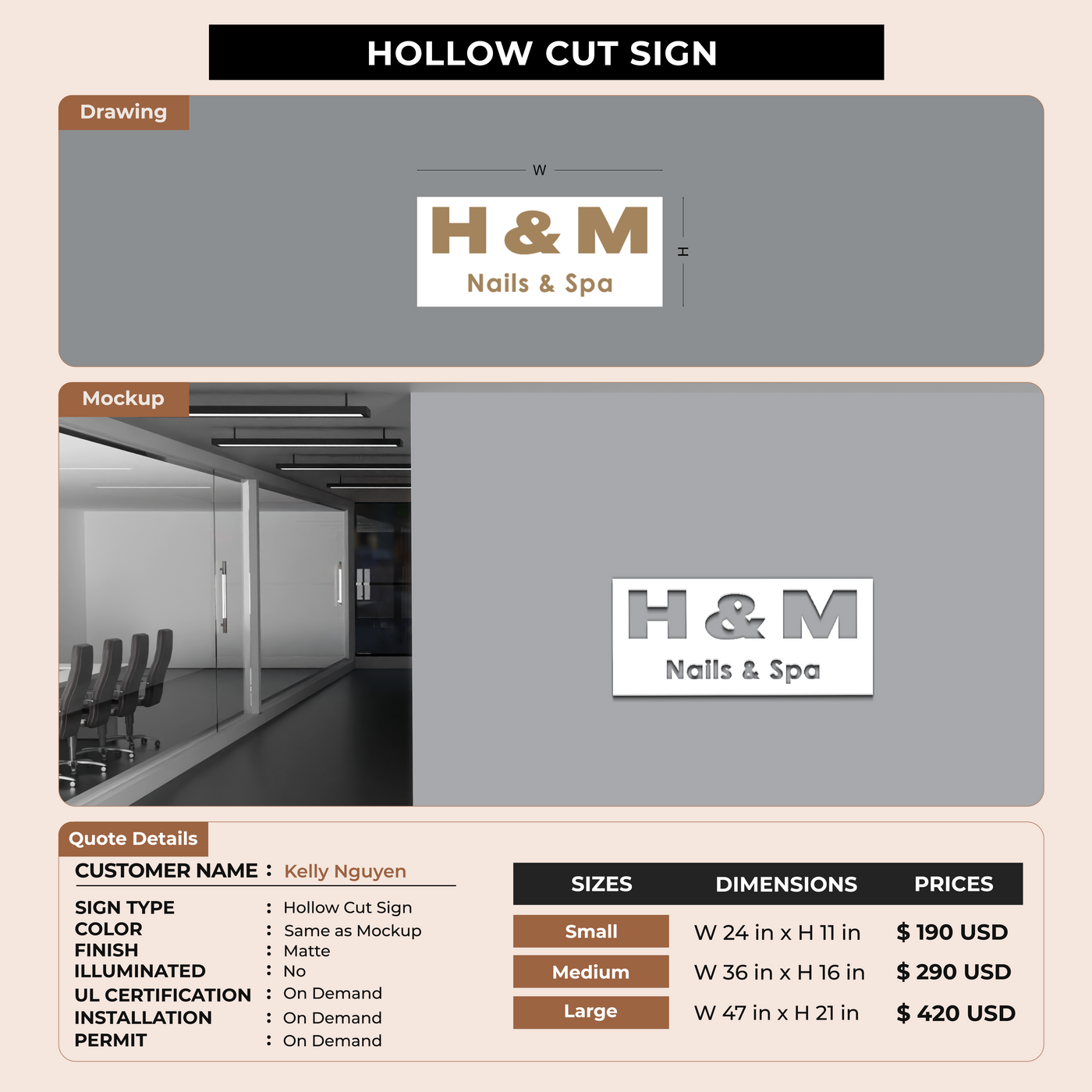Custom Signs for Kelly Nguyen