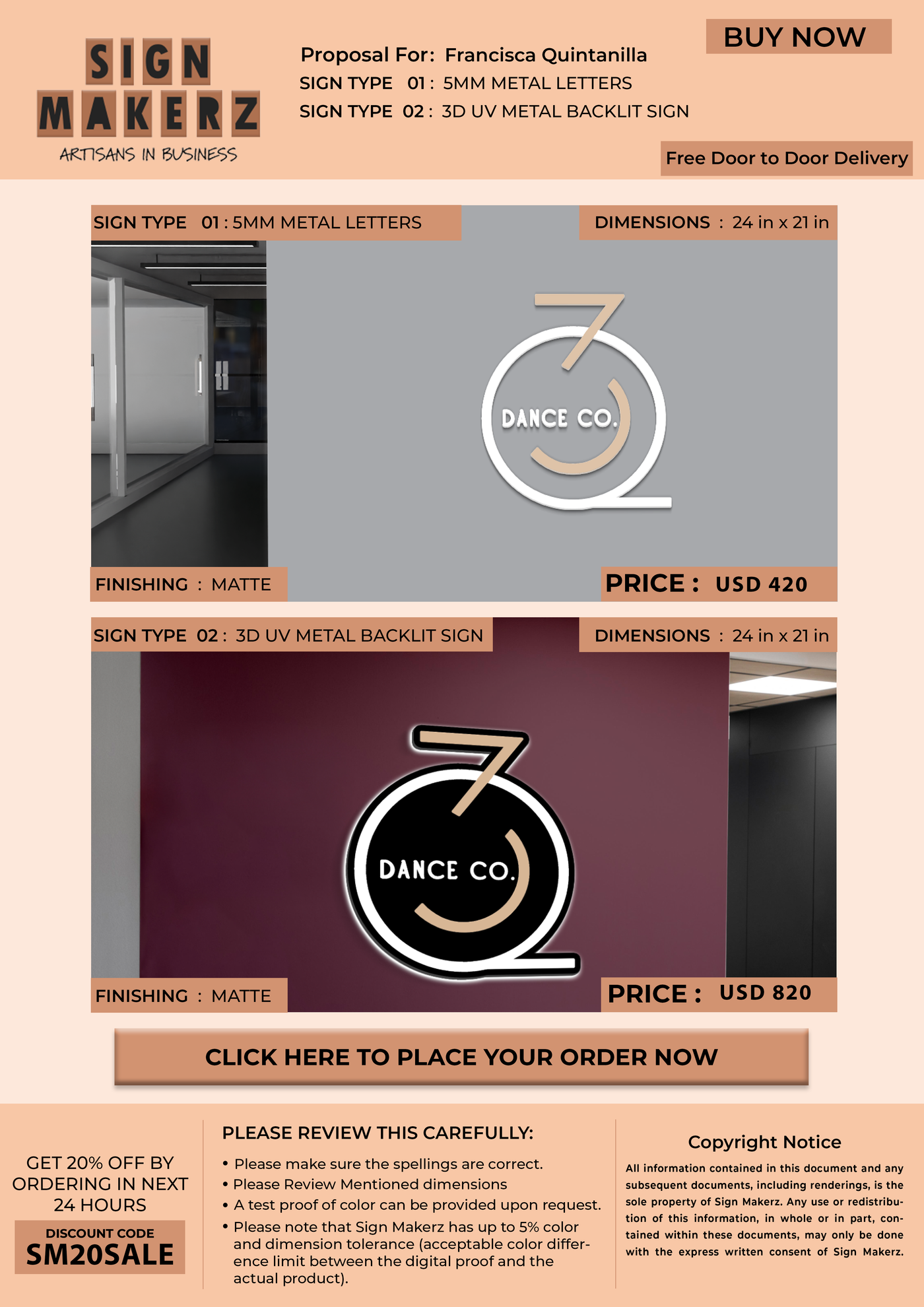 Custom Signs For Francisca Quintanilla