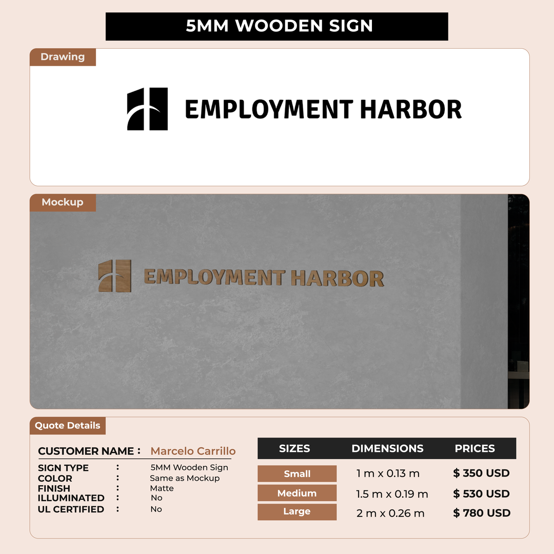 5mm wooden sign for Marcelo Carrillo