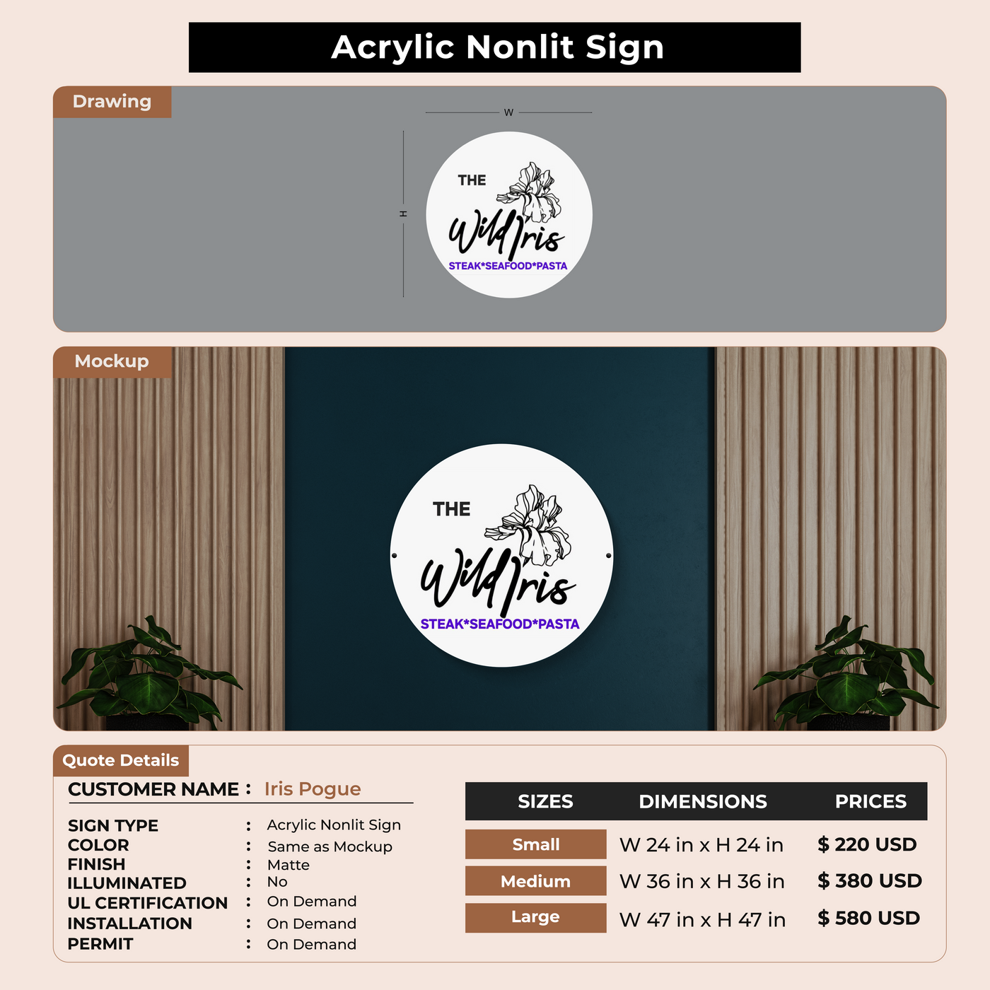 Custom Signs for Iris Pogue