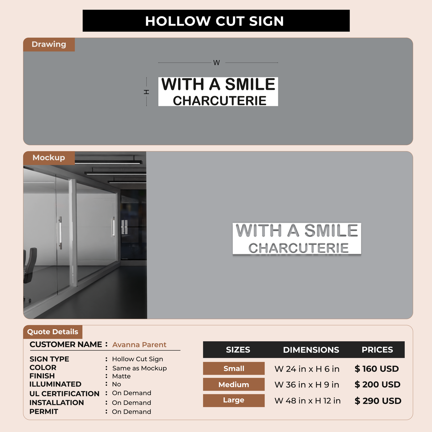 Custom Signs for Avanna Parent
