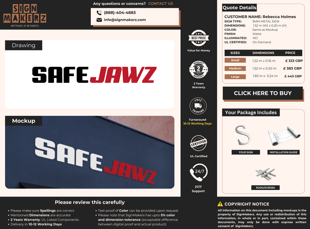 Custom Signs for Rebecca Holmes