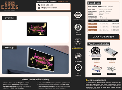 3D Acrylic Double Lit Sign for Amia Martin