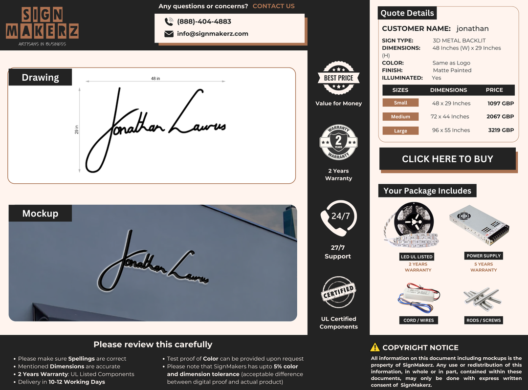 Business signage for jonathan