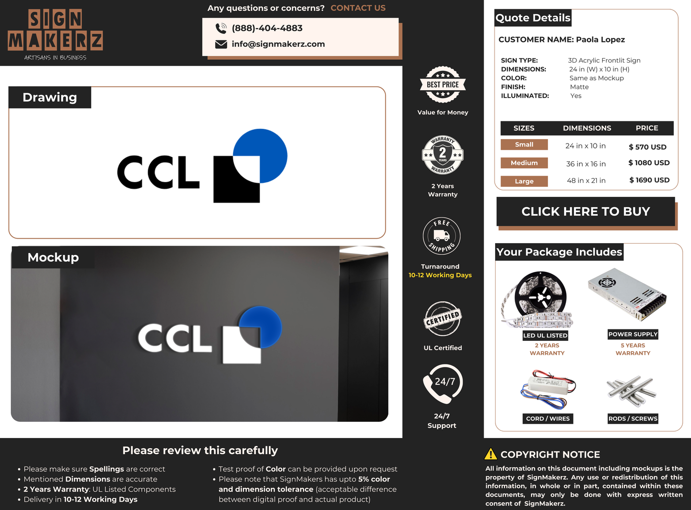 Business signage for Paola Lopez