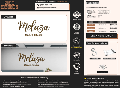 Business signage for Mariel Perez