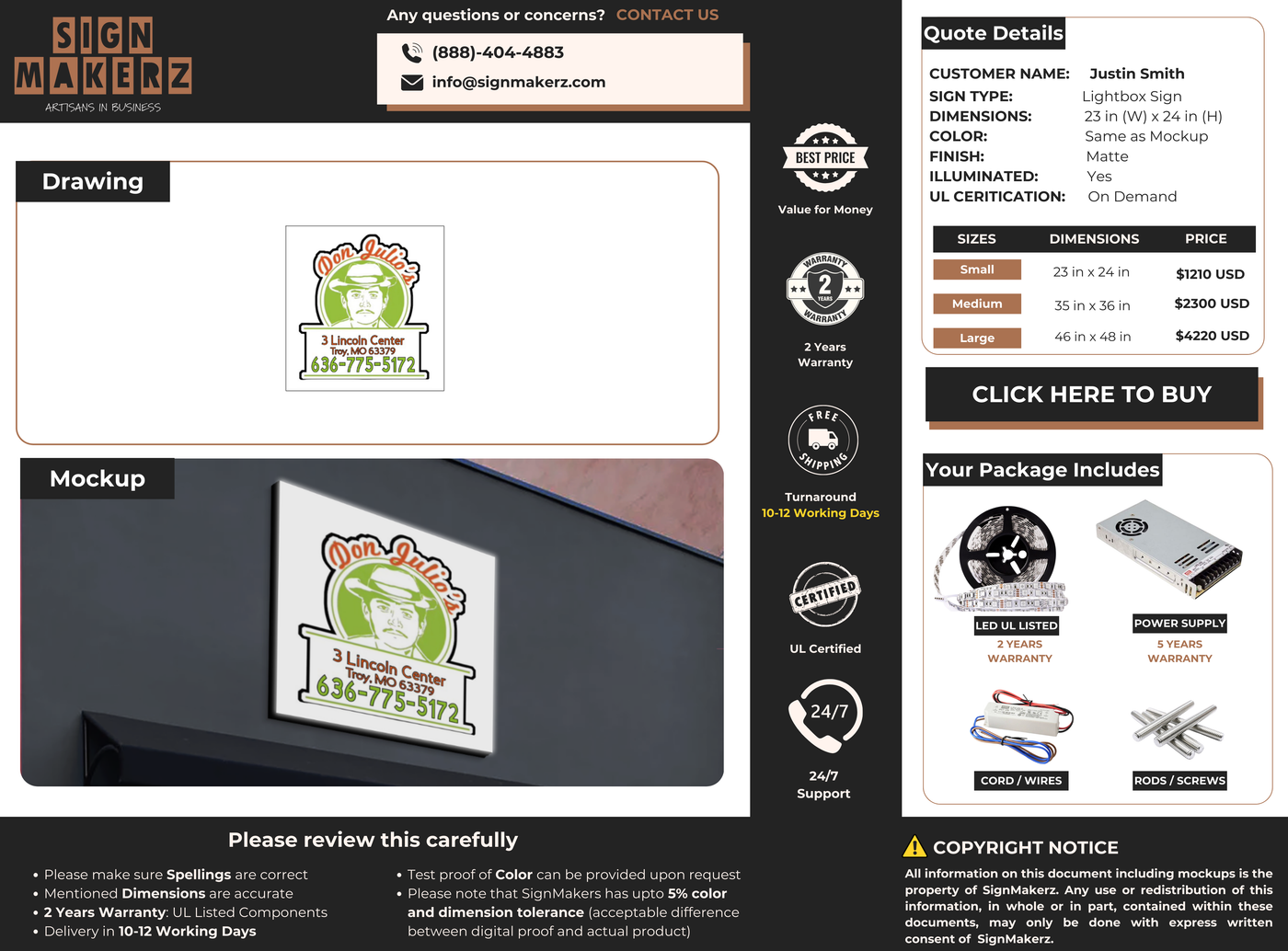 Business signage for Justin Smith