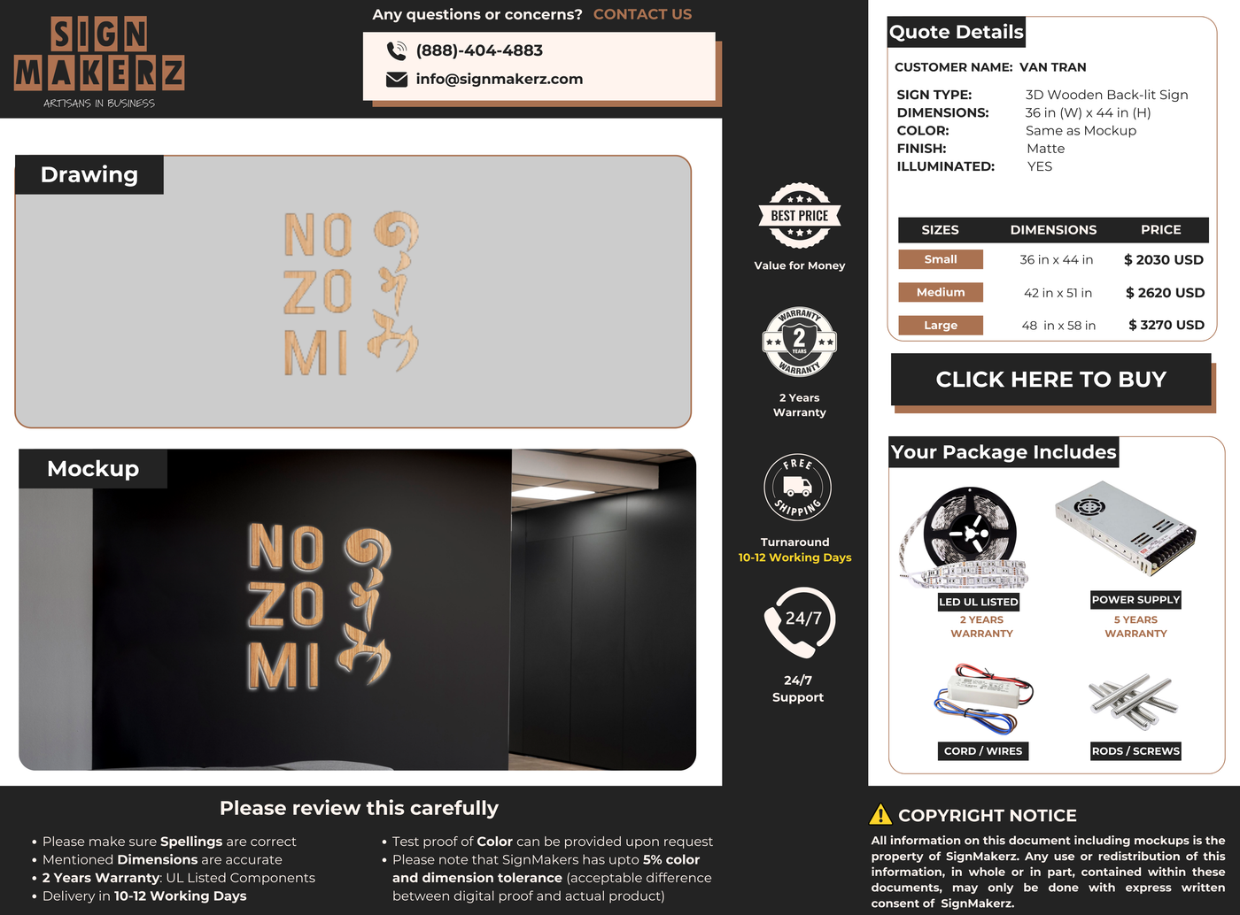 3D Wooden Back-lit Sign For VAN TRAN