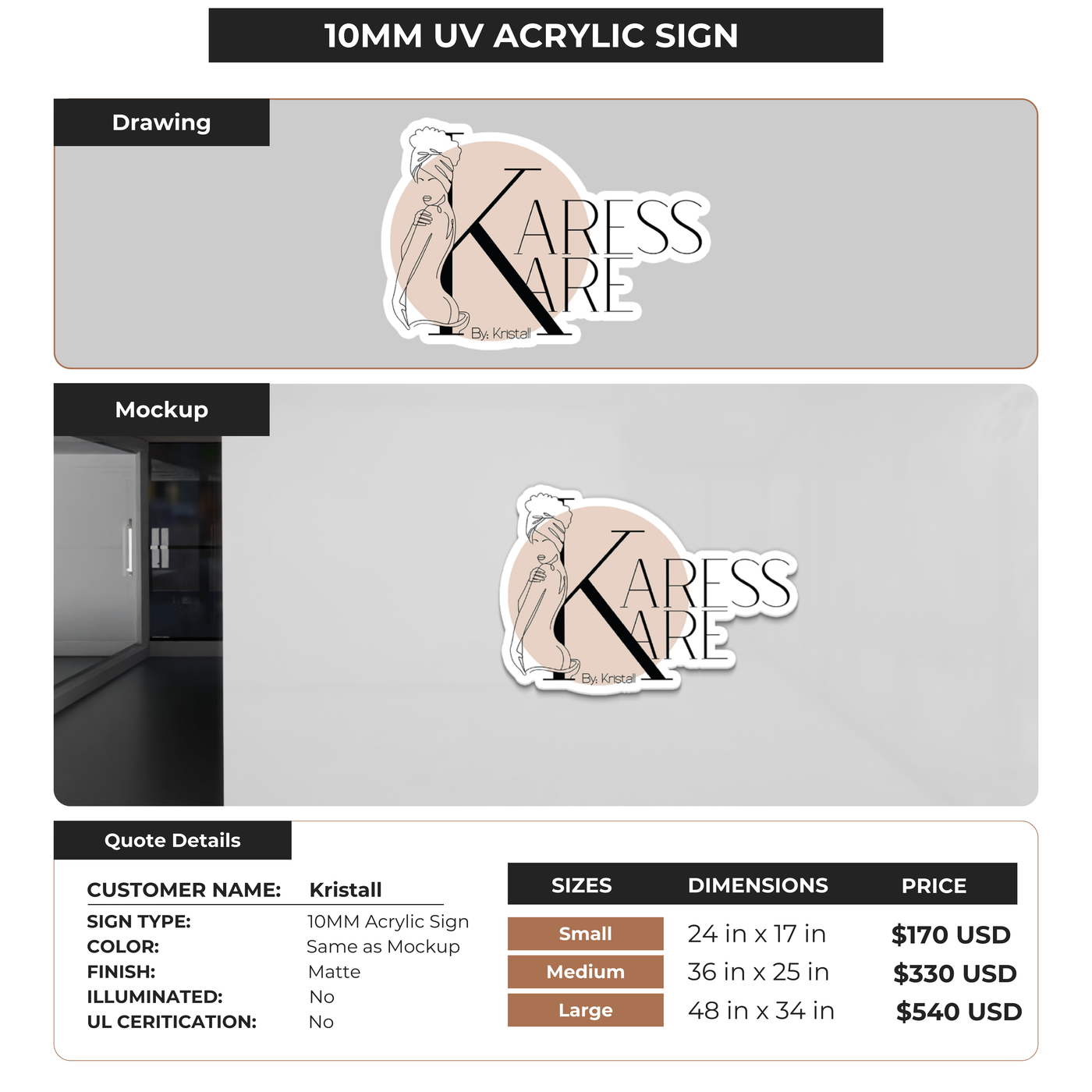 10mm UV Acrylic Sign for Kristall
