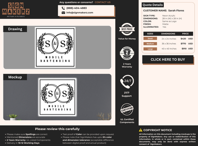 Business signage for Sarah Flores