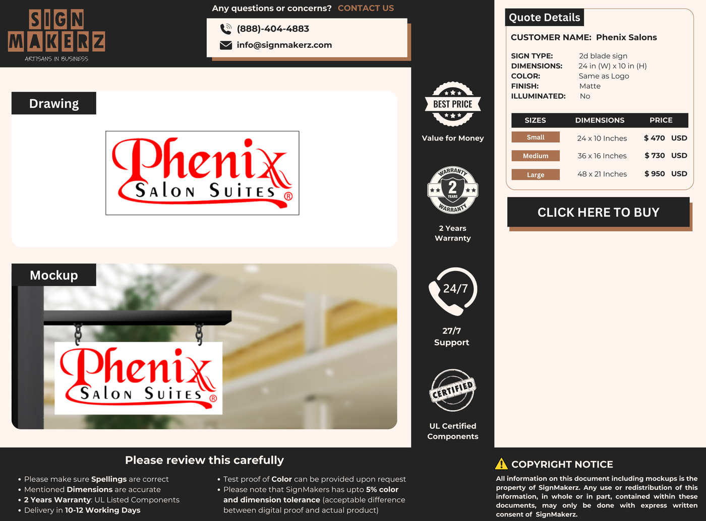 2d blade sign for Phenix Salons