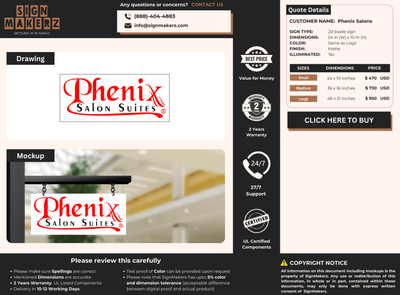 2d blade sign for Phenix Salons