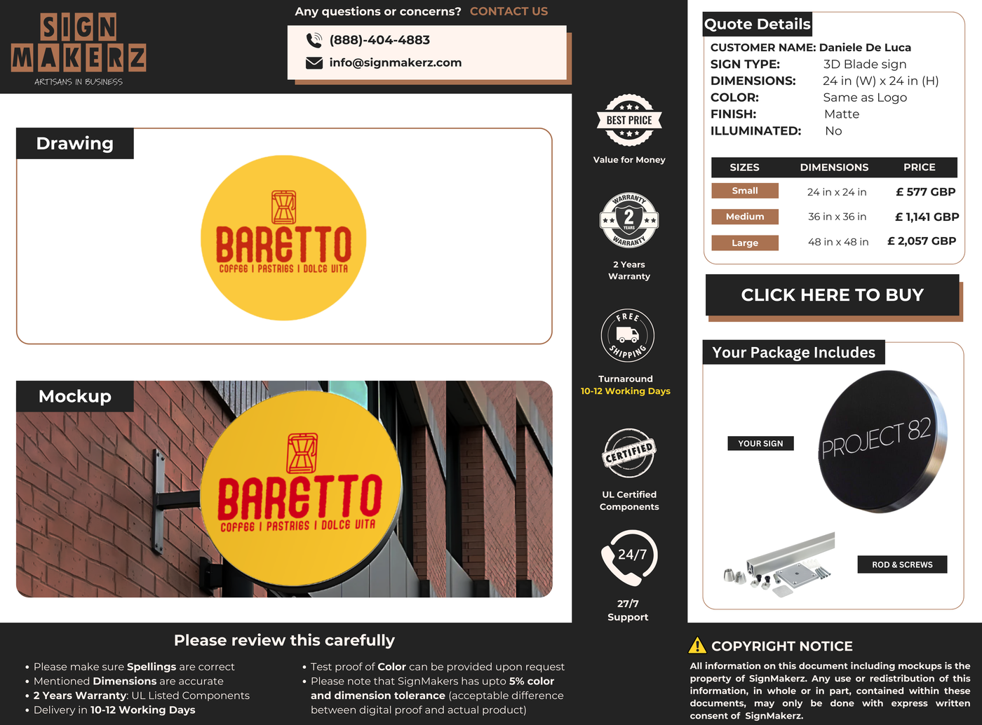 Custom Signs for Daniele De Luca