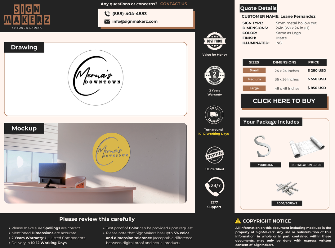 Business signage for Leane Fernandez