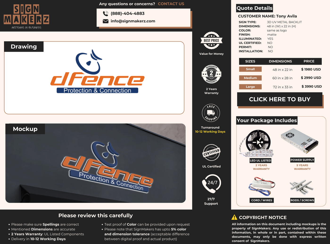 Business signage for Tony Avila
