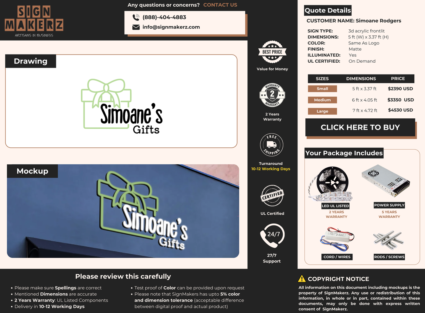 3d acrylic frontlit for Simoane Rodgers