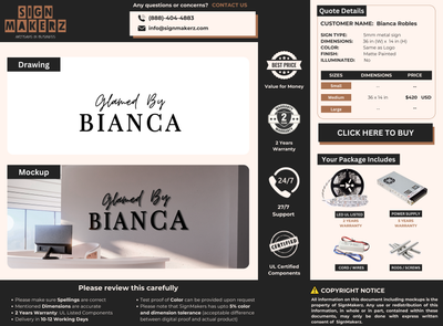 Business signage for Bianca Robles