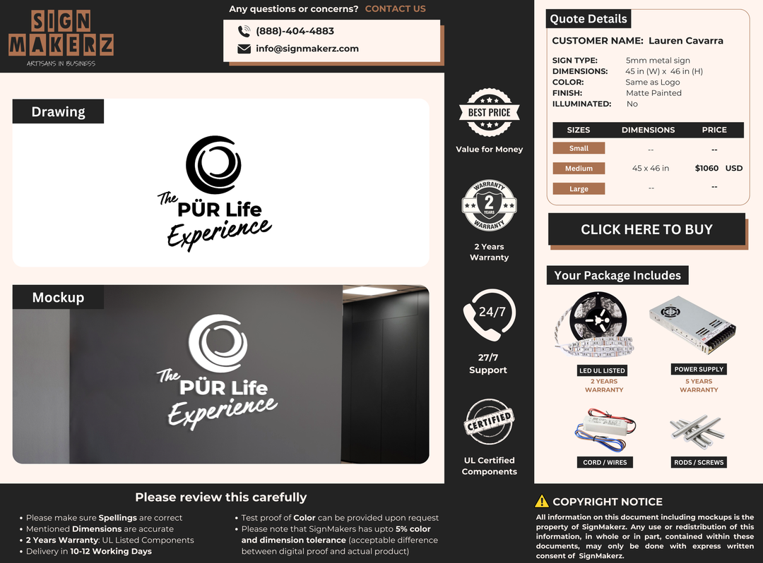 Business signage for Lauren Cavarra