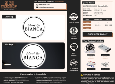 Business signage for Bianca Robles
