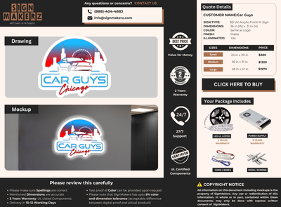 3D UV Acrylic Front-lit Sign For  Car Guys