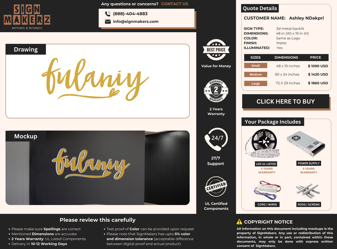 Business signage for Ashley NDakpri