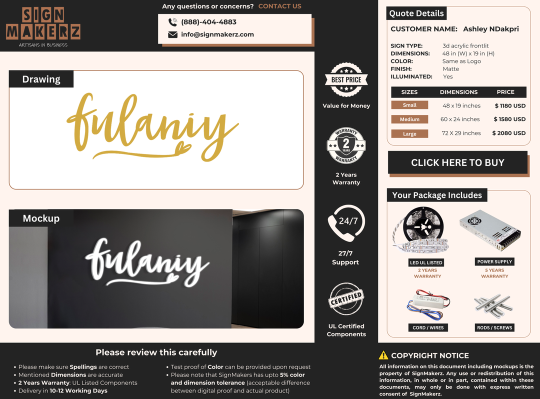 Business signage for Ashley NDakpri