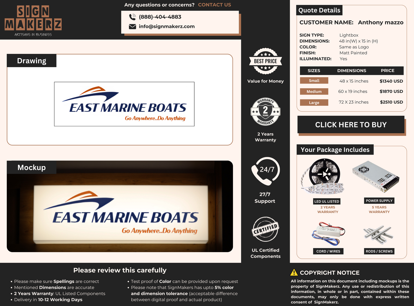 Business signage for Anthony mazzo