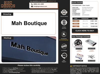 3D Metal Back lit Sign for Ehsan  Ayoub