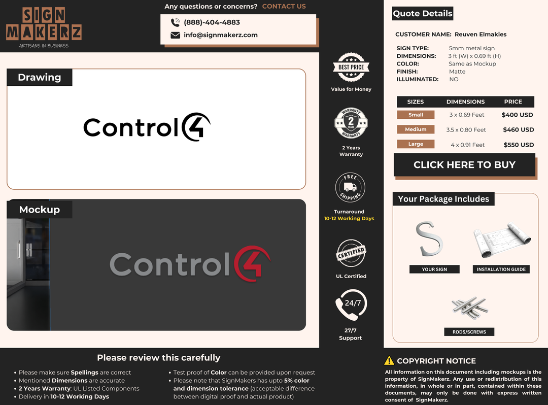 5MM Metal Letters Sign For Reuven Elmakies