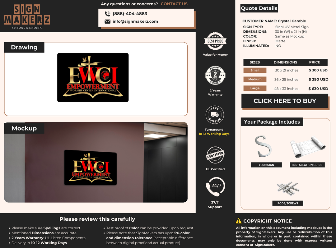 Custom Signs for Crystal Gamble Gamble