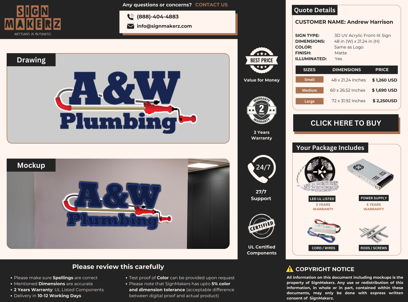 3D UV Acrylic Front-lit Sign For Andrew Harrison