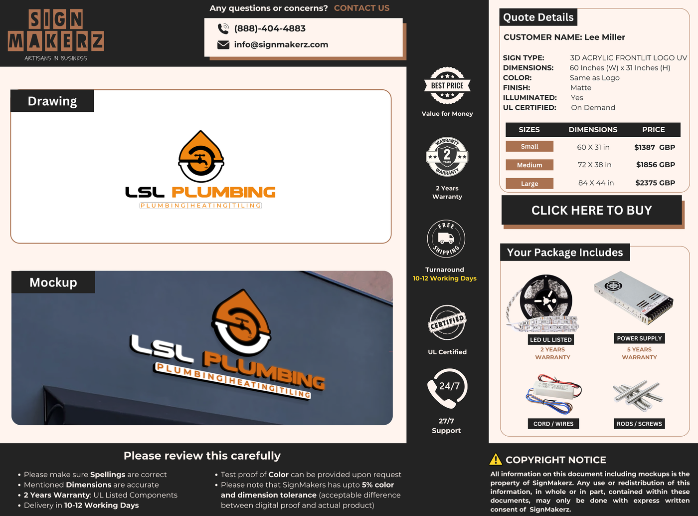 Business signage for Lee Miller