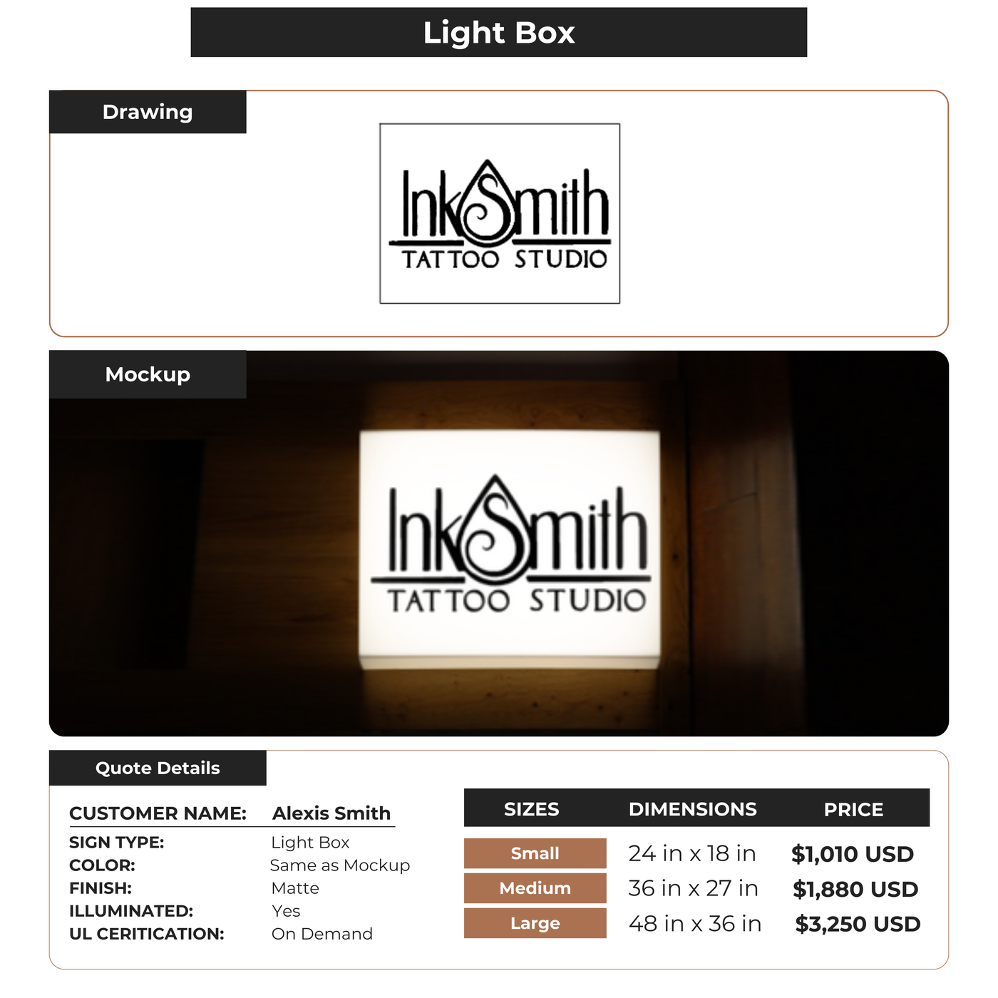 Businesss Signs for Alexis Smith